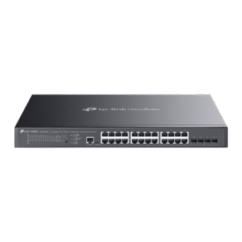 Switch L2+ Gestionado / 24 Puertos Gigabit + 4 Puertos 10G SFP+ / 16 PoE+ (30W) + 8 PoE++ (90W) / 128 Gbps / 500W PoE Budget / SDN Cloud