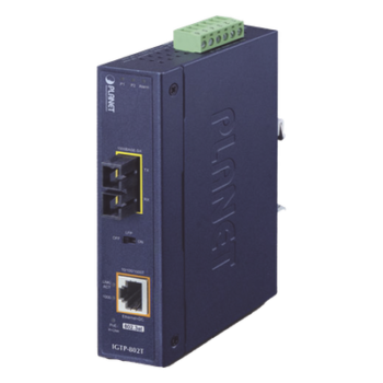 Convertidor de medios / PoE+ 802.3at / 1000BASE-SX a 10/100/1000BASE-T / Multimodo SC / 550 m (1804 ft) / -40 a 75°C / IP30