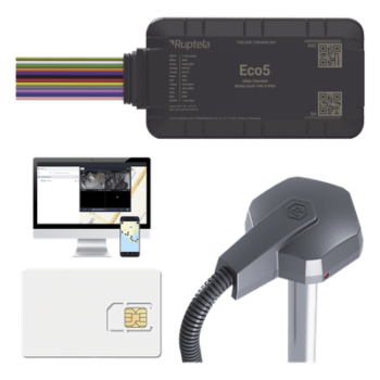 Kit de Rastreo Vehicular / Sensor de Combustible Cableado / LTE Cat1 y LTE-M / BLE 5.0 / GNSS U-blox / IP54 / Batería de Respaldo / Detección de Interferencias
