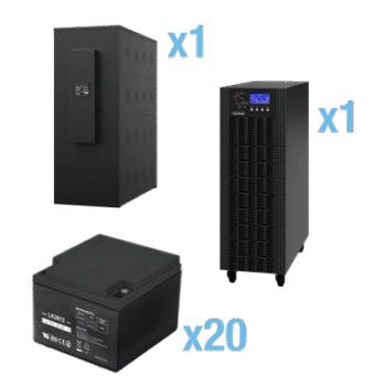 UPS Trifásico de 20 kVA/18 kW, Topología Online Doble Conversión, Voltaje de 208/220 Vca de L-L, Respaldo de 5 Minutos al 100% de Carga, Incluye Módulo y Banco de Baterías