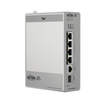 Switch Industrial PoE / 4 Puertos Gigabit PoE++ (802.3bt) 90W / 1 Puerto Gigabit + 1 SFP / Fanless / DIN-Rail / -30°C a 65°C / Presupuesto PoE 55W-300W