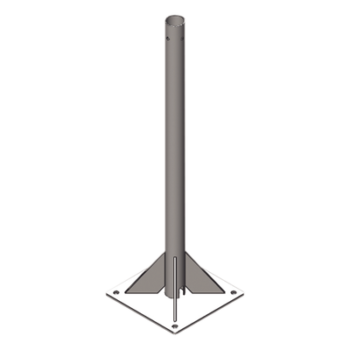 Mástil de Soporte / 3 m (9.8 ft) de Altura / Tubo 2" Cédula 30 / Acero A36 / Galvanizado por Inmersión en Caliente / Placa Base 30x30 cm / Opresor Integrado para Pararrayos