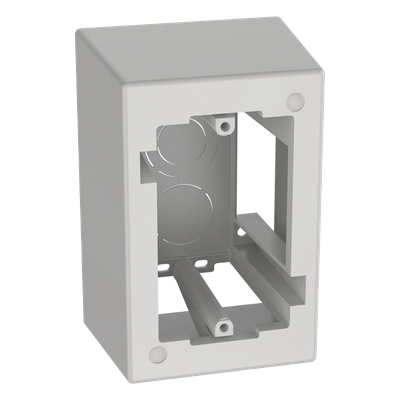 Caja de Pared Superficial / ABS / 133x88.5x69.8 mm / Salidas 1/2-3/4-1 in / Cinta Adhesiva / Blanco