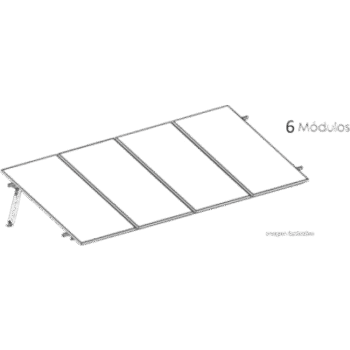 Estructura de Montaje Fotovoltaico / Losa Plana / Configuración 1x3 / Viento 170 km/h / Inclinación 10° / Rieles E-O 3.55 m (11.65 ft) / Rieles N-S 2.14 m (7.02 ft) / Altura 0.52 m (1.71 ft) / Área 10 m² / Módulos 645
