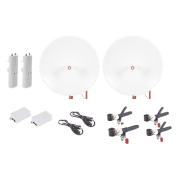 Kit Radio Punto a Punto / 500 Mbps / Antena Parabólica 34 dBi / Alcance 65 km (213.3 ft) / Frecuencia 4.9-6.5 GHz / PoE 24V