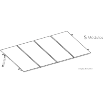 Estructura de Montaje Fotovoltaico / Losa Plana / Configuración 1x3 / Viento 170 km/h / Inclinación 10° / Rieles E-O 3.55 m (11.65 ft) / Rieles N-S 2.14 m (7.02 ft) / Altura 0.52 m (1.71 ft) / Área 10 m² / Módulos 645